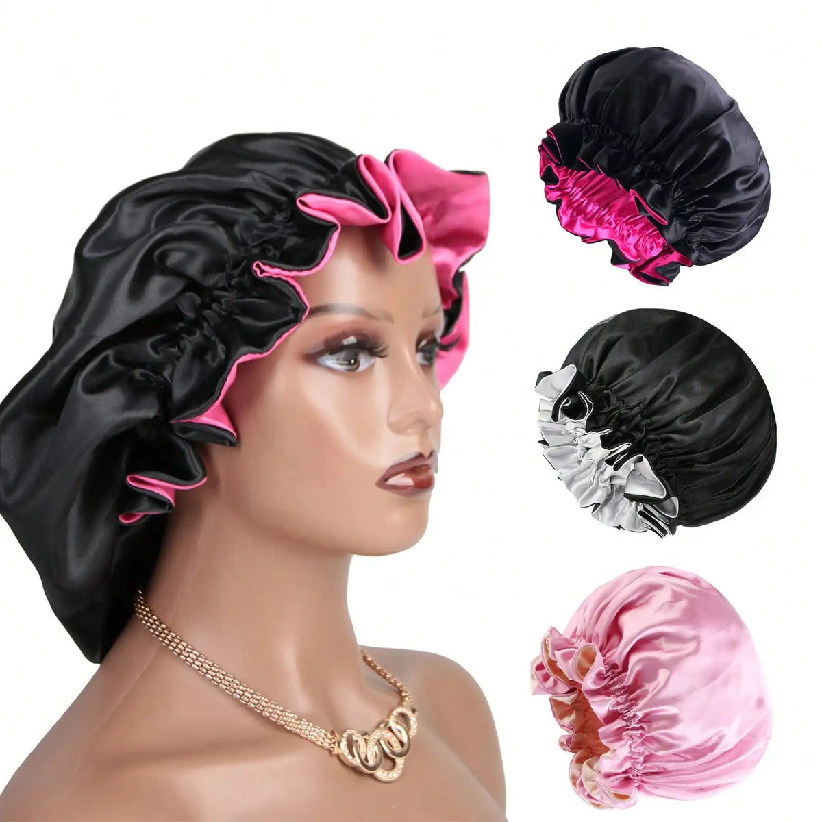 Reversible Double-Layer Satin Sleep Bonnet