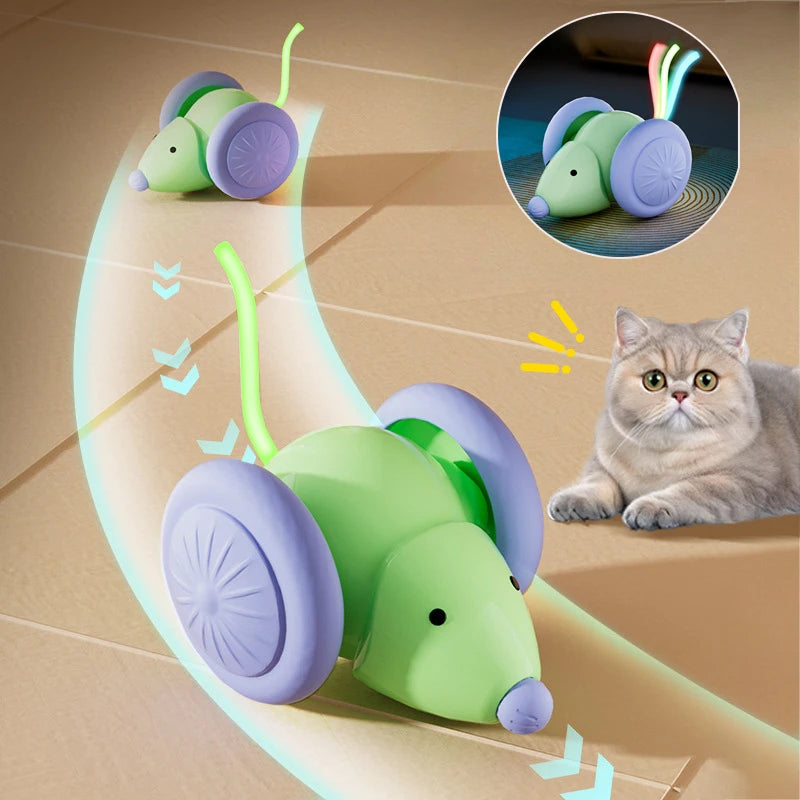 Interactive Automatic Cat Toy – Rechargeable Mouse Car with Smart Obstacle Avoidance