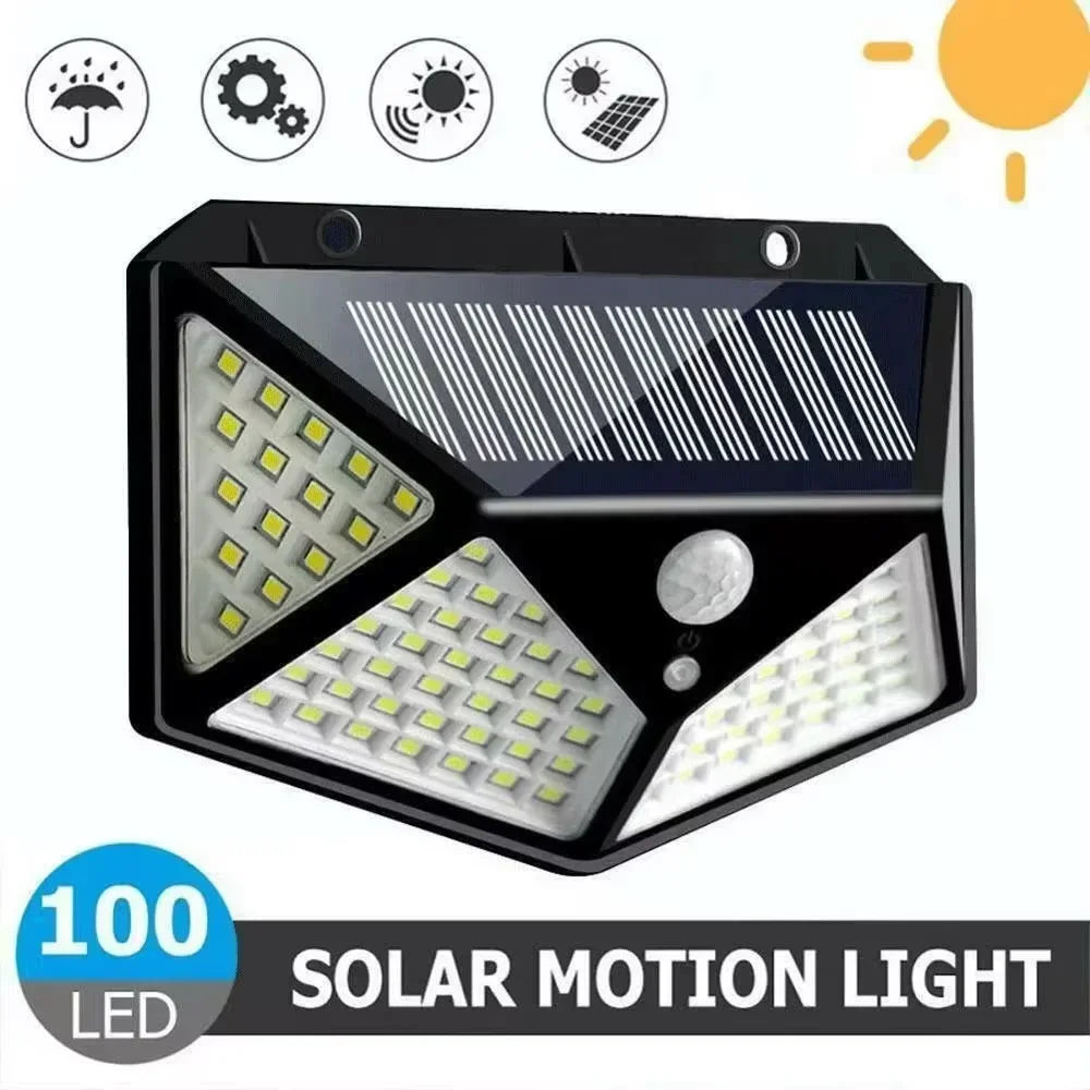 100-LED Solar Motion Sensor Security Light – Waterproof Outdoor Wall Light