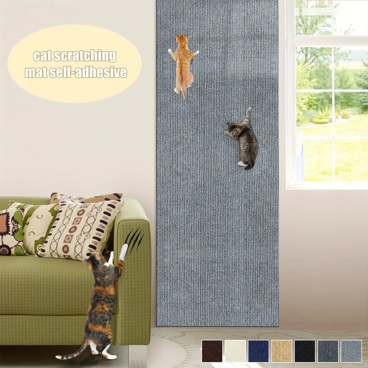 Trimmable Self-Adhesive Cat Scratch Mat - Furniture & Wall Protector (1 Roll)