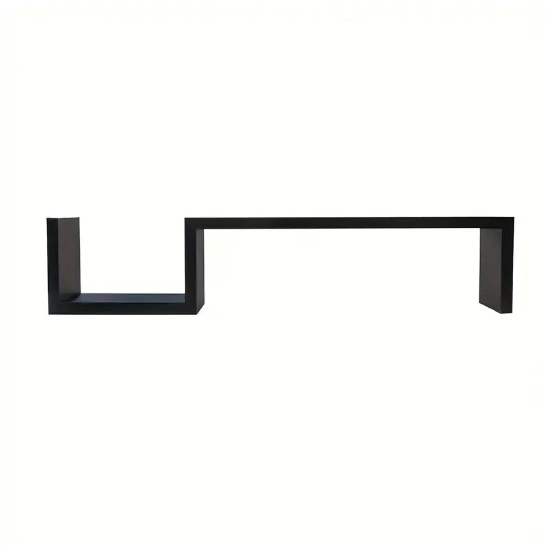 Modern S-Shaped Floating Wall Shelf (25 in), Black