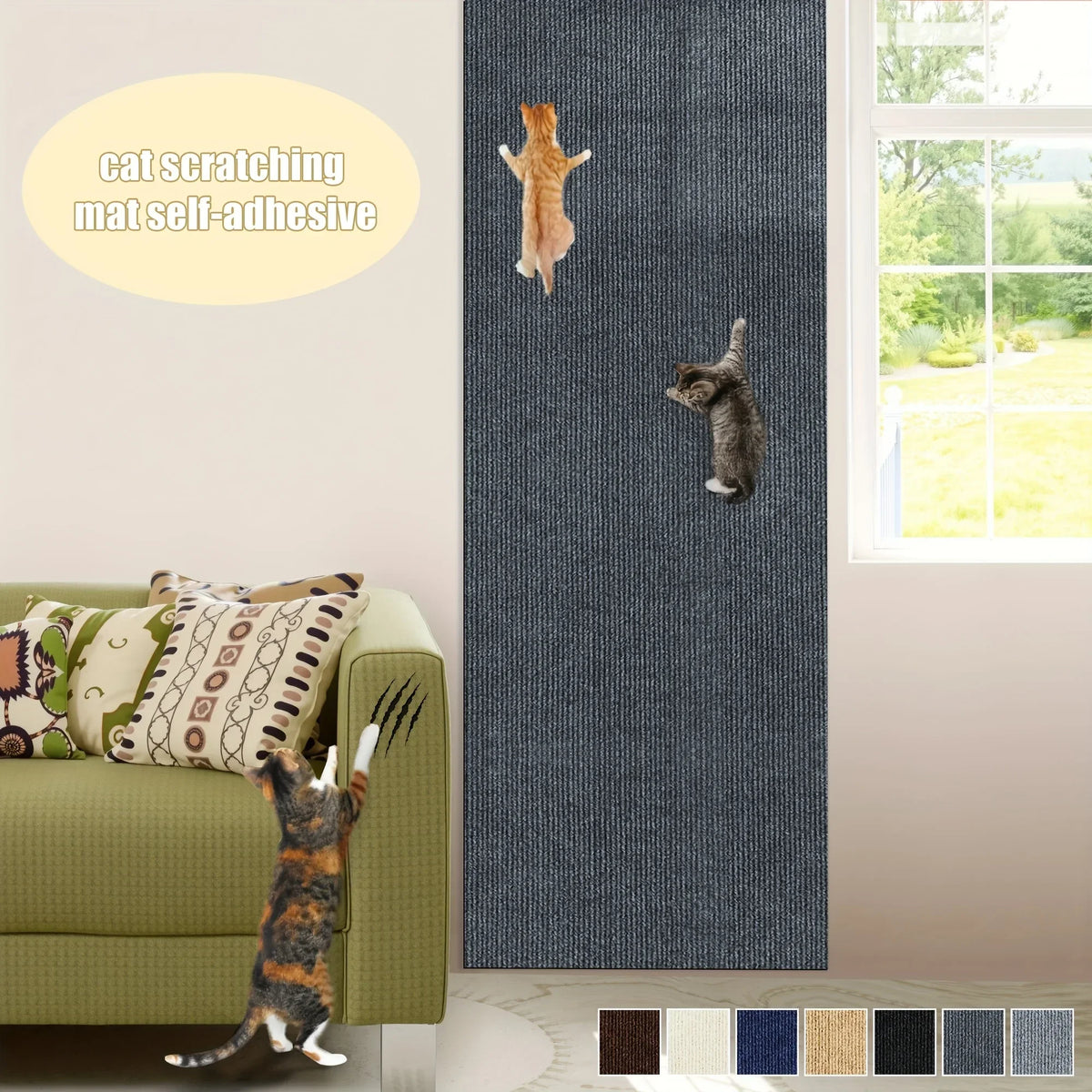 Trimmable Self-Adhesive Cat Scratch Mat - Furniture & Wall Protector (1 Roll)