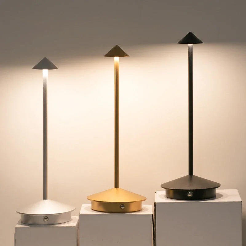 Cordless Rechargeable Mushroom Table Lamp – Gold