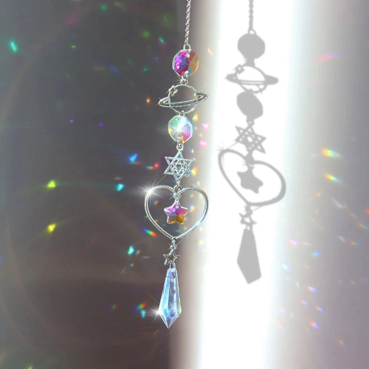Crystal Sun Catcher – Hanging Rainbow Maker Prism for Window, Garden & Patio