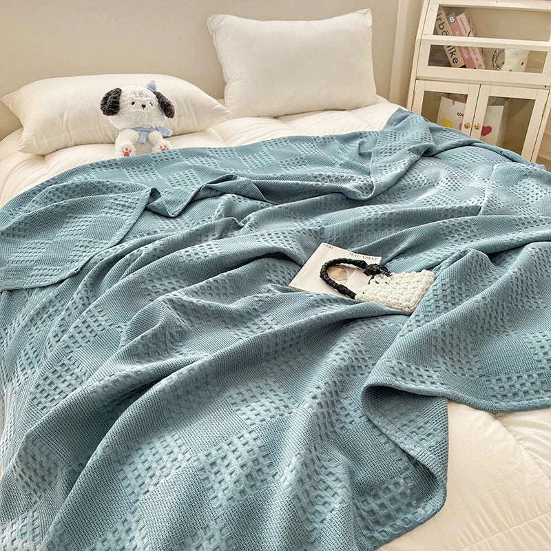 100% Cotton Waffle Weave Throw Blanket – Soft Breathable Sofa Throw, 40 x 60 in