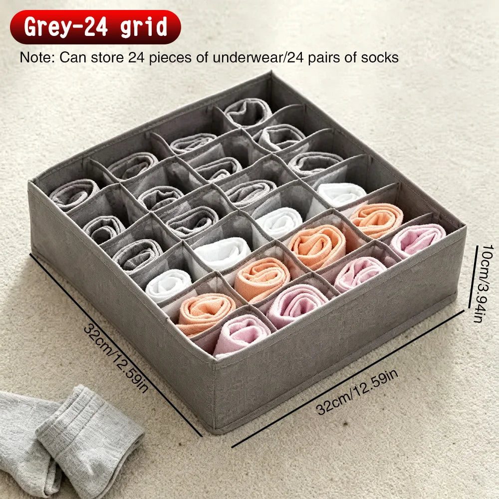 Foldable Fabric Drawer Organizer with Divider Grids