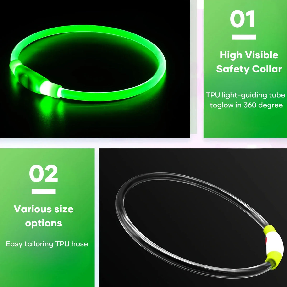Rechargeable LED Dog Collar – Cut-to-Fit Glow Safety Ring