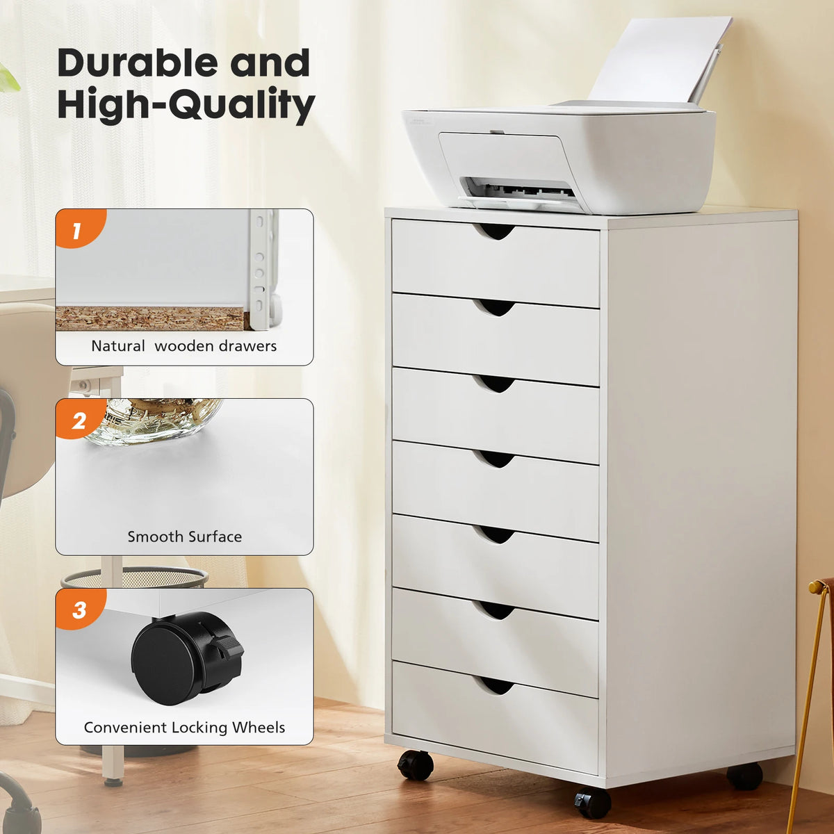 7-Drawer Storage Dresser – Bedroom & Office Organizer