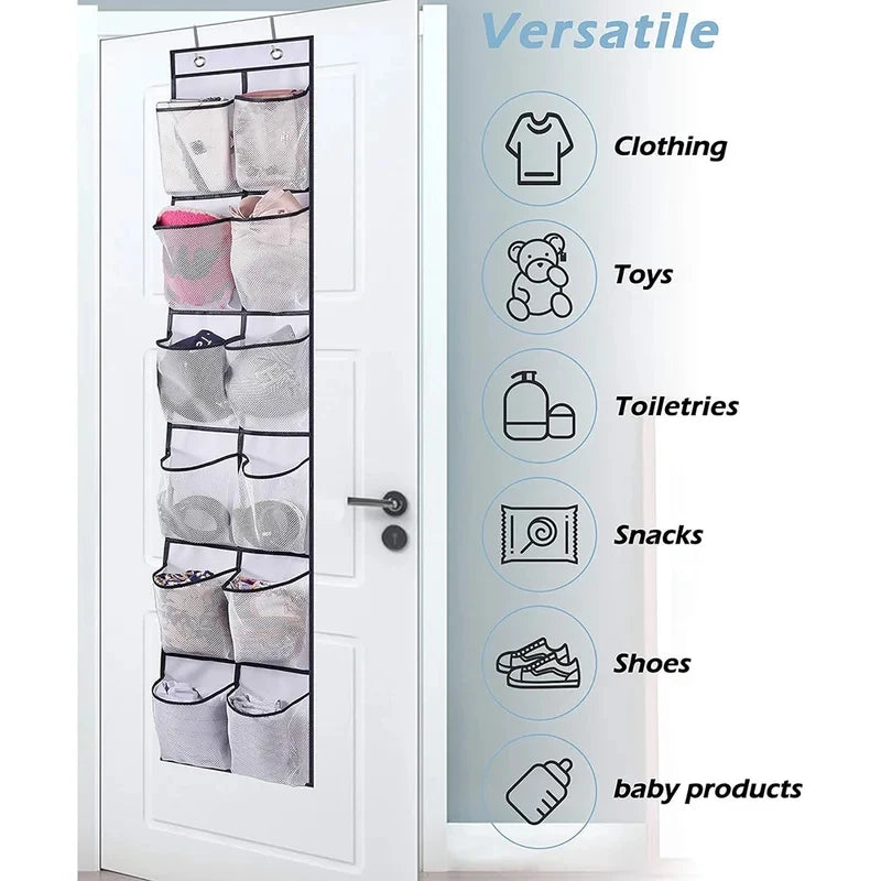 Over-the-Door Shoe Organizer with 12 Mesh Pockets