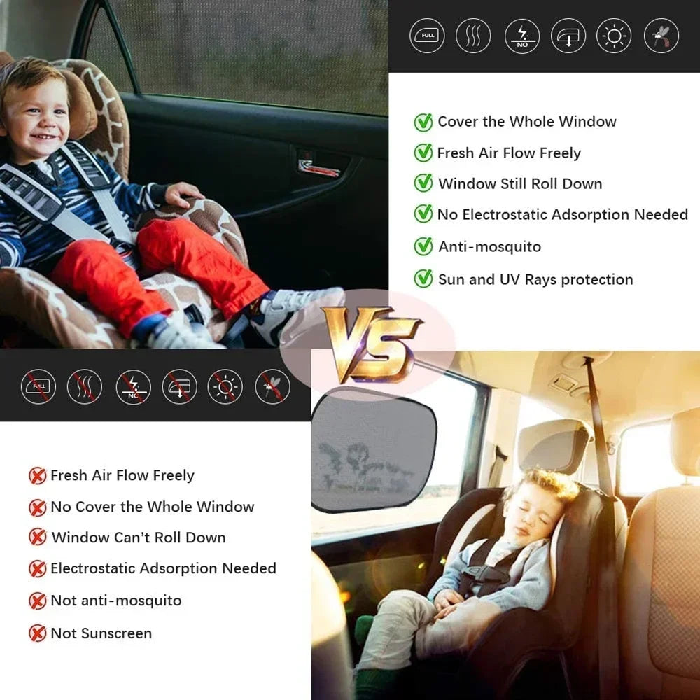 Breathable Mesh Car Window Shades - Slip-On Sock Style