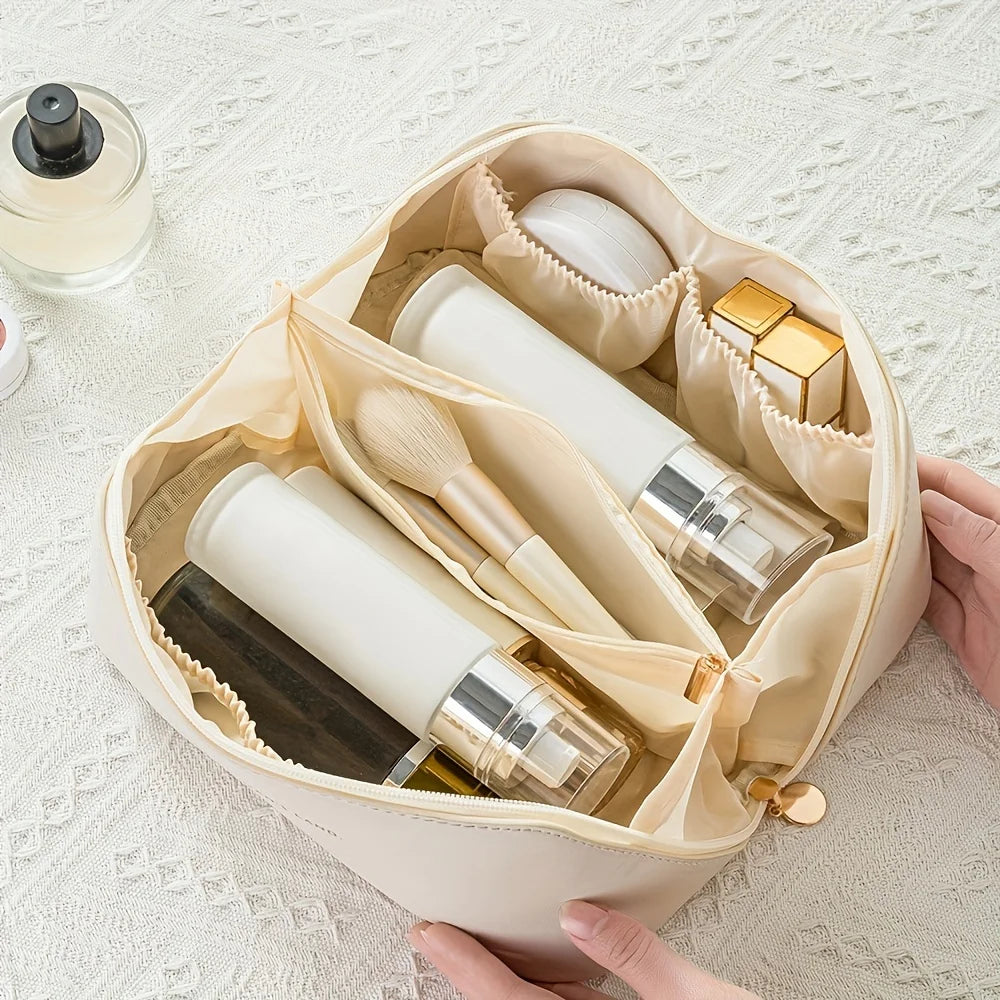 Large Open-Flat Travel Makeup Bag with Dividers