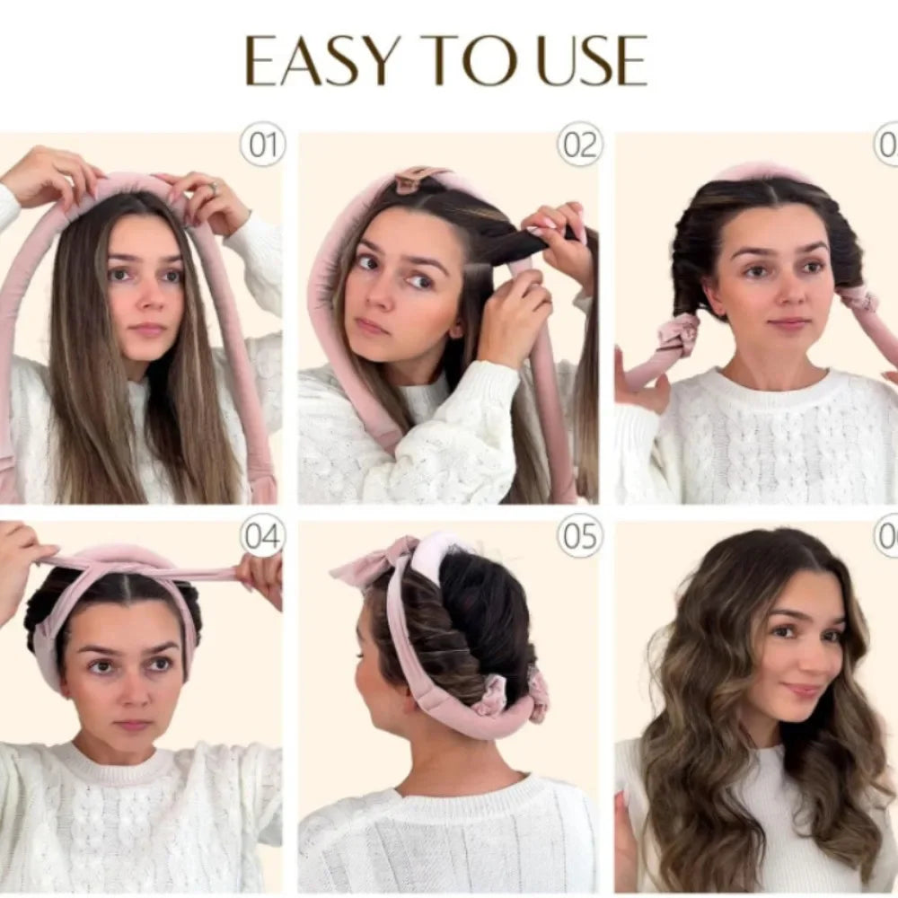 Heatless Curling Rod Headband Set with Scrunchies & Clip