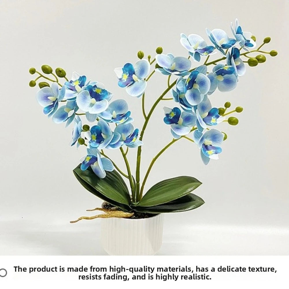 Artificial Phalaenopsis Orchid in White Pot – Faux Potted Orchid, 14.5 in