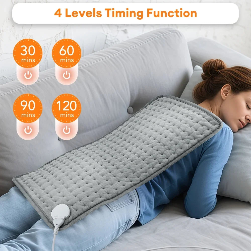 Electric Heating Pad 12x24 in – 9 Heat Levels, Auto-Off Timer, Washable