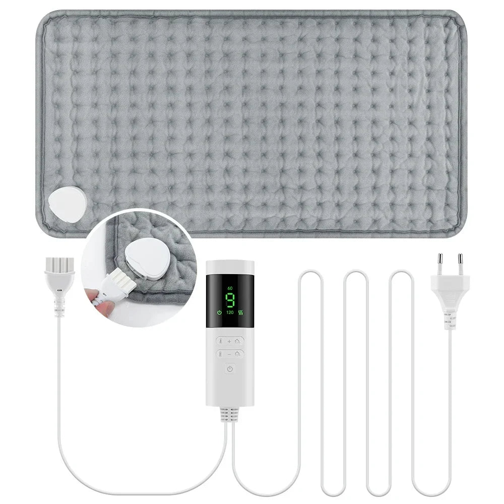 Electric Heating Pad 12x24 in – 9 Heat Levels, Auto-Off Timer, Washable