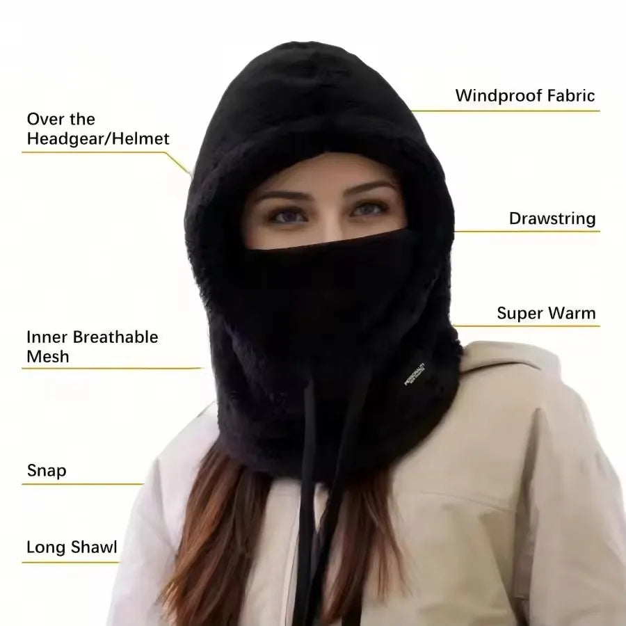 Sherpa Fleece Winter Hood – Windproof Balaclava & Neck Warmer