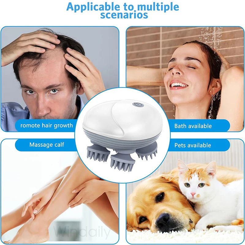 Electric scalp massager with 4 heads