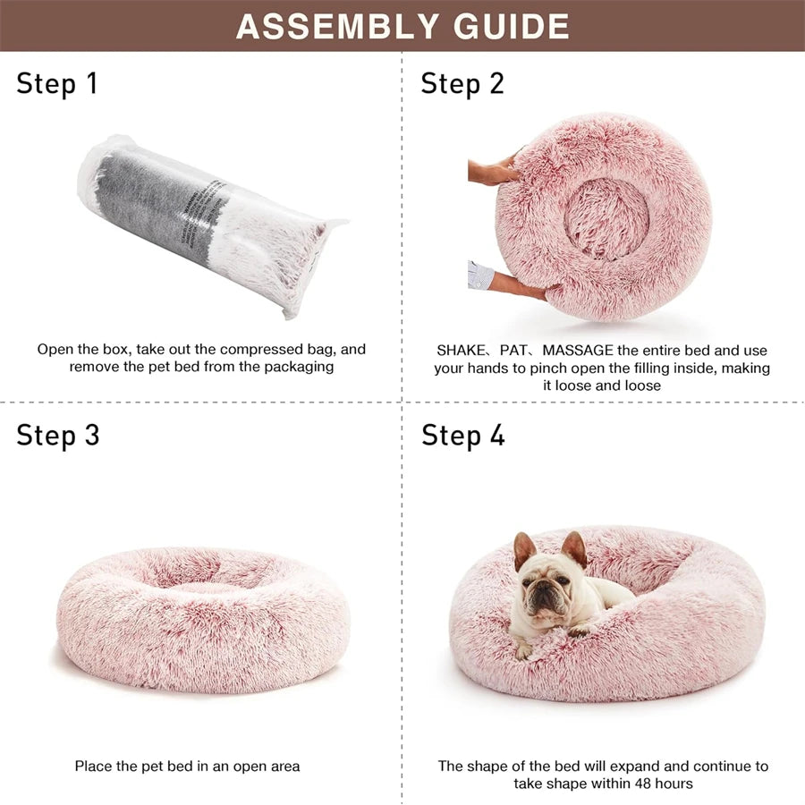 Cozy Plush Donut Pet Bed (Small/Medium)