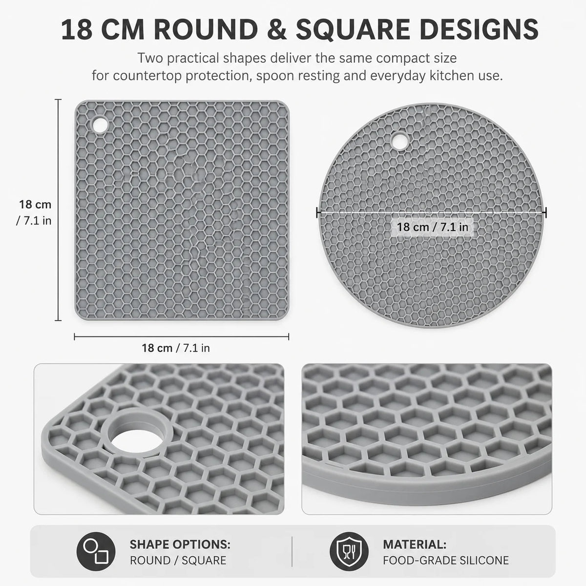 Silicone Honeycomb Trivet Mats, 2-Pack (7 in)