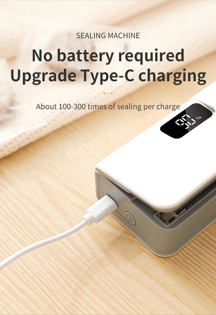 Rechargeable Mini Bag Heat Sealer with Magnetic Base (USB-C)