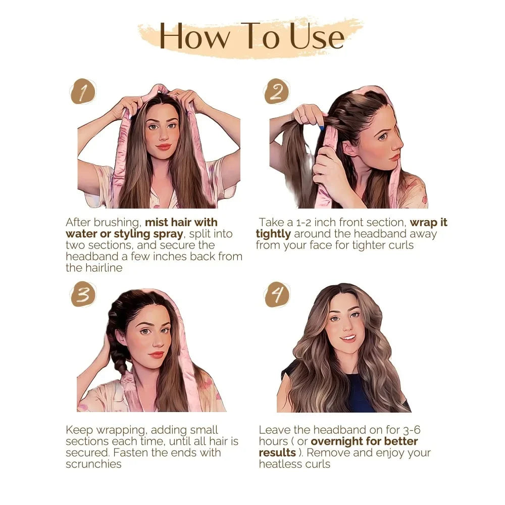 Heatless Curling Rod Headband Set with Scrunchies & Clip