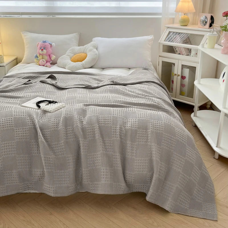 100% Cotton Waffle Weave Throw Blanket – Soft Breathable Sofa Throw, 40 x 60 in