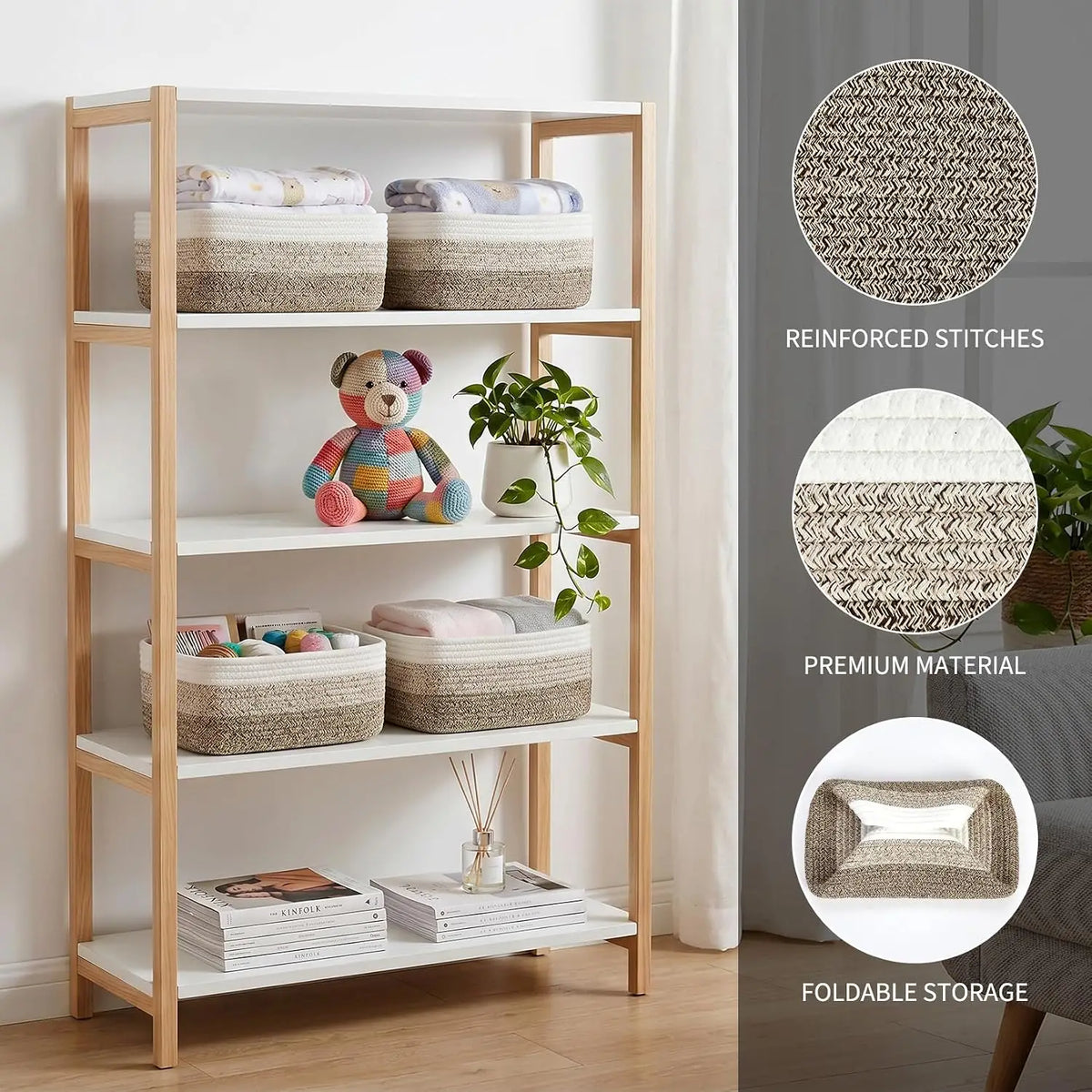 Cotton Rope Woven Storage Baskets, Set of 3