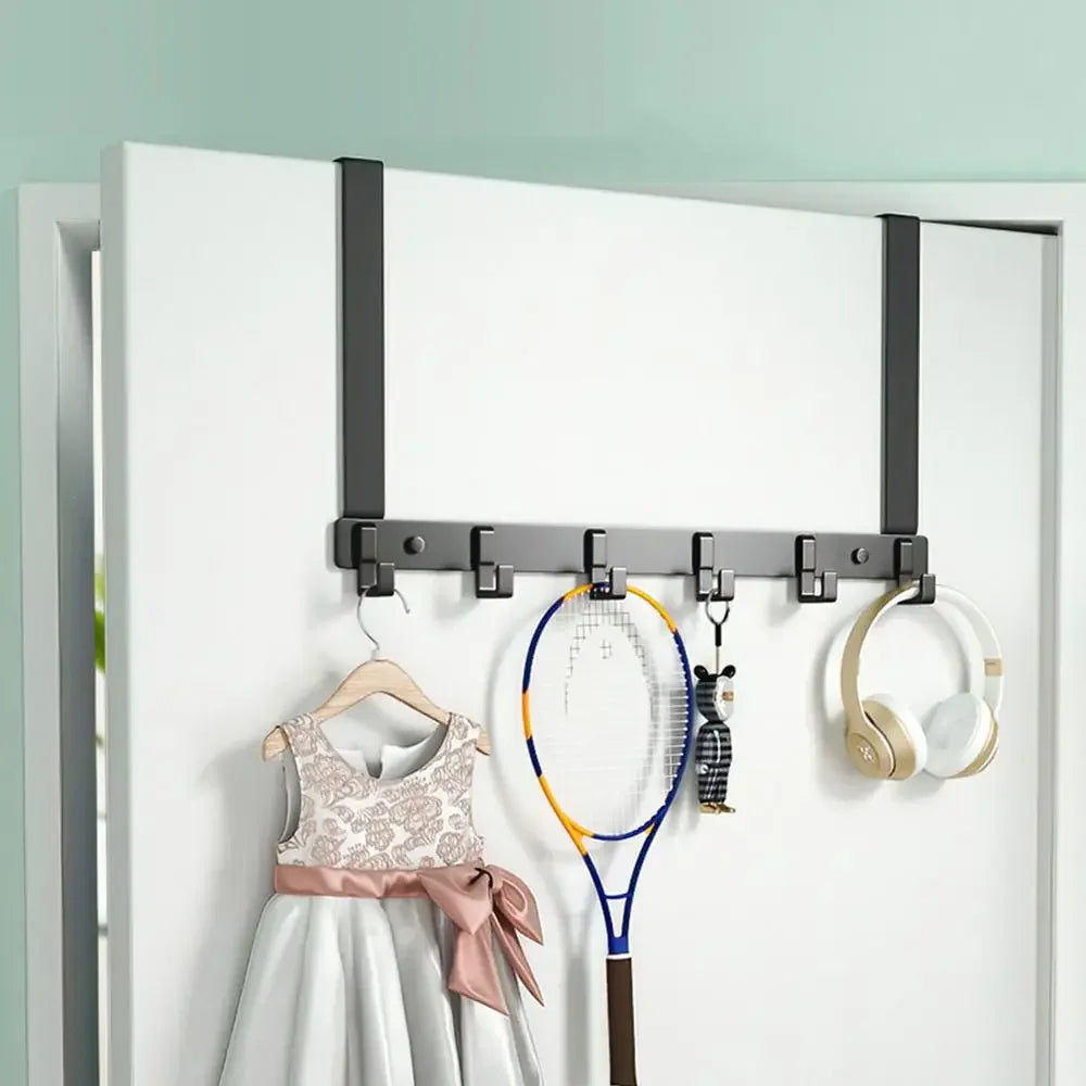 Over-the-Door 6-Hook Rack - No-Drill Coat & Towel Hanger