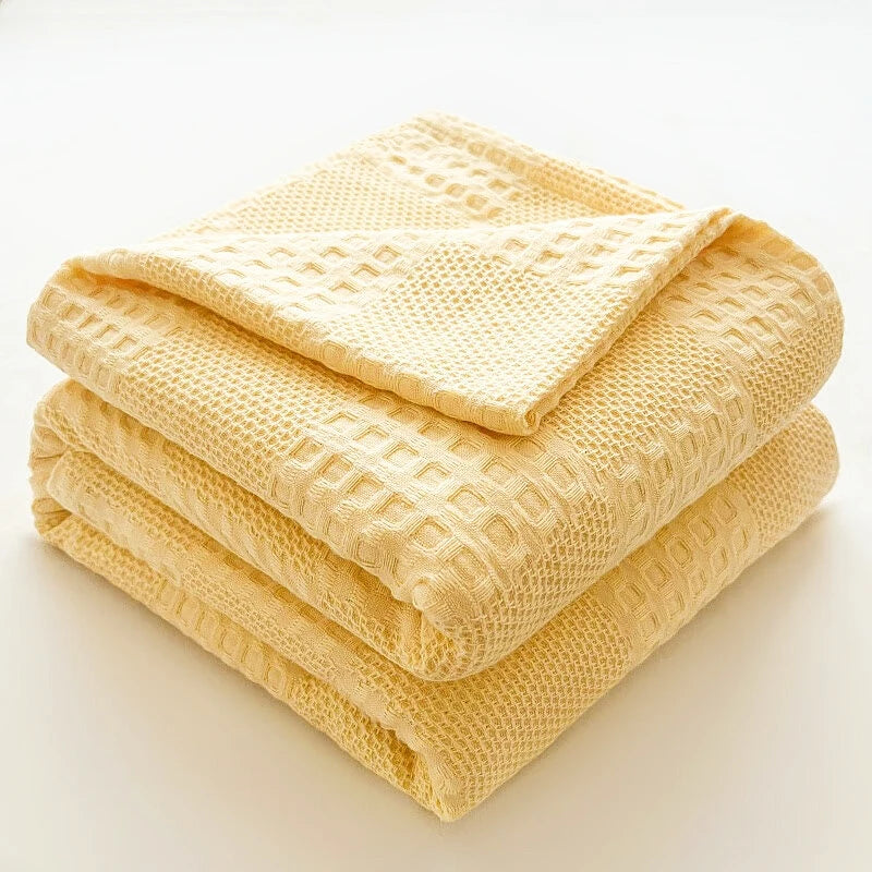 100% Cotton Waffle Weave Throw Blanket – Soft Breathable Sofa Throw, 40 x 60 in