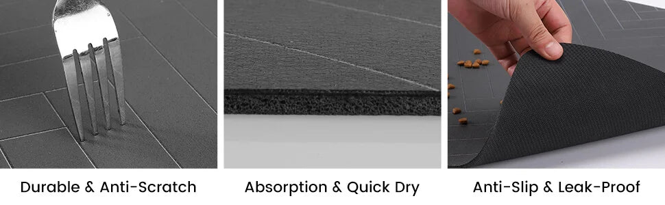 Absorbent Quick-Dry Pet Feeding Mat with Non-Slip Rubber Backing (1 Mat)