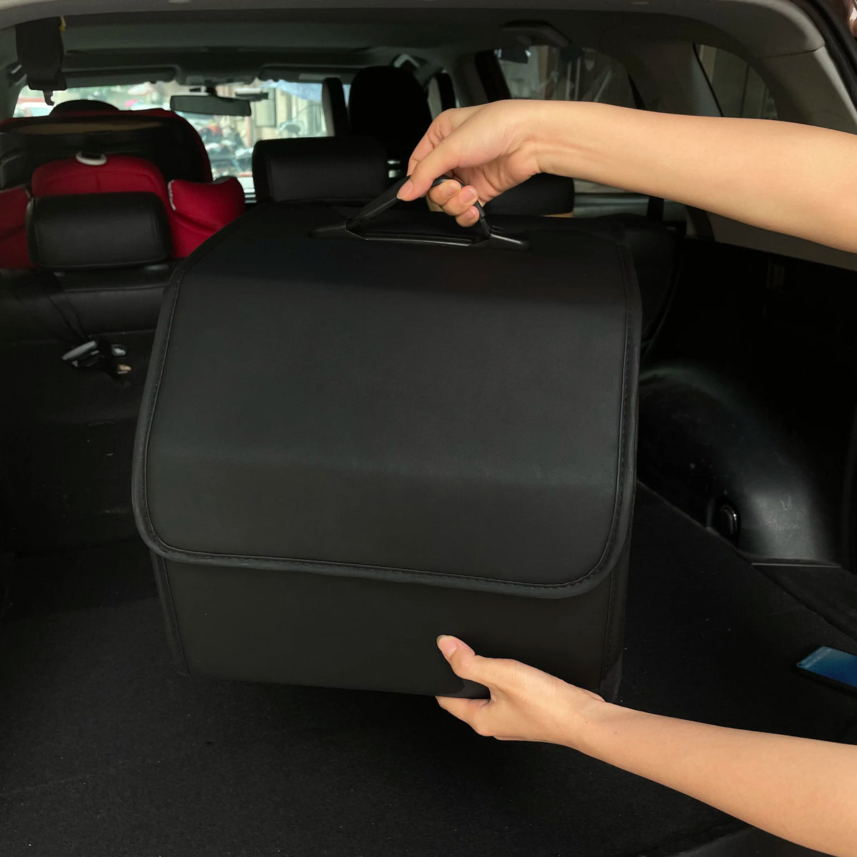 PU Leather Collapsible Trunk Storage Box with Lid - Large