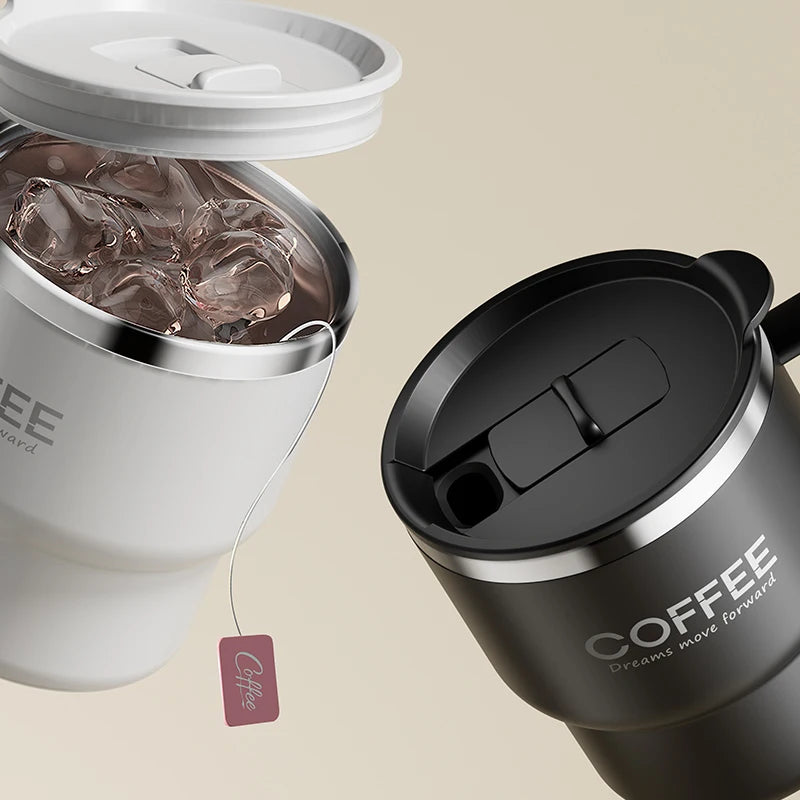 Insulated Stainless Steel Coffee Mug with Lid & Handle (13.5oz)