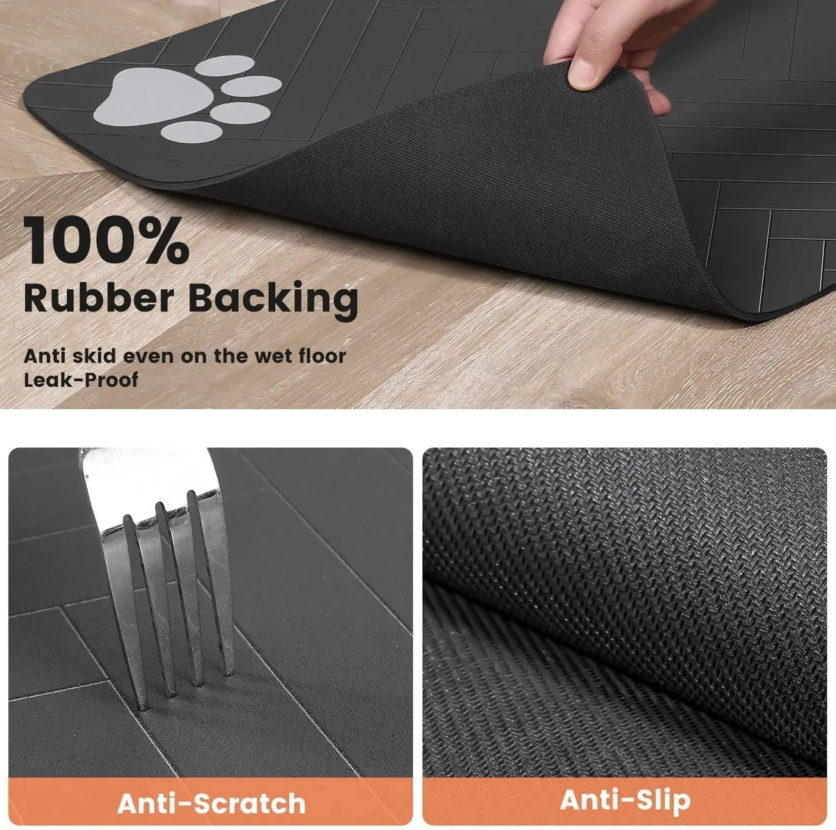 Absorbent Quick-Dry Pet Feeding Mat with Non-Slip Rubber Backing (1 Mat)