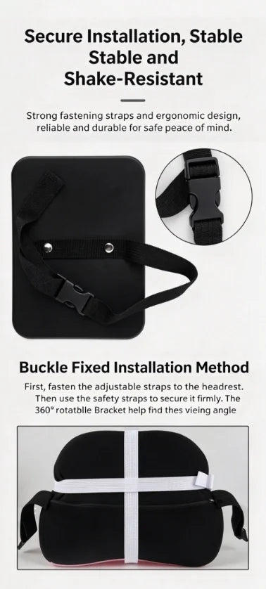 Shatterproof Back Seat Baby Mirror - Wide View, Headrest Strap