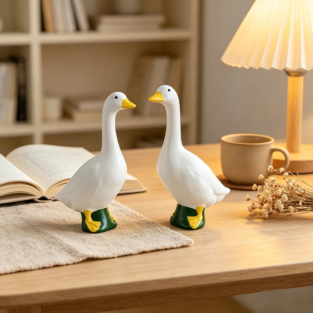 White Duck Garden Statue (1 Duck) - Weatherproof Resin Yard Decor