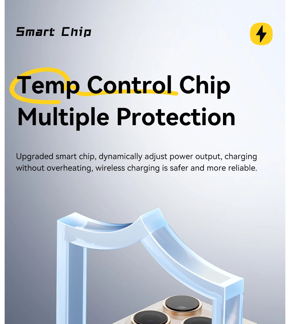 Supplier graphic illustrating the charger's temperature-control chip.