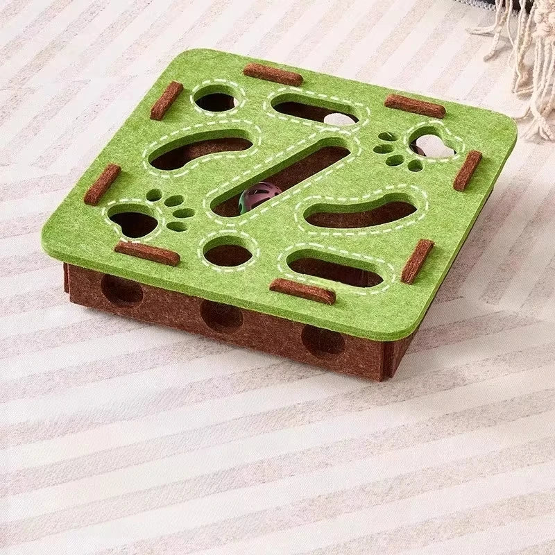 Felt Cat Puzzle Box with Bell Balls