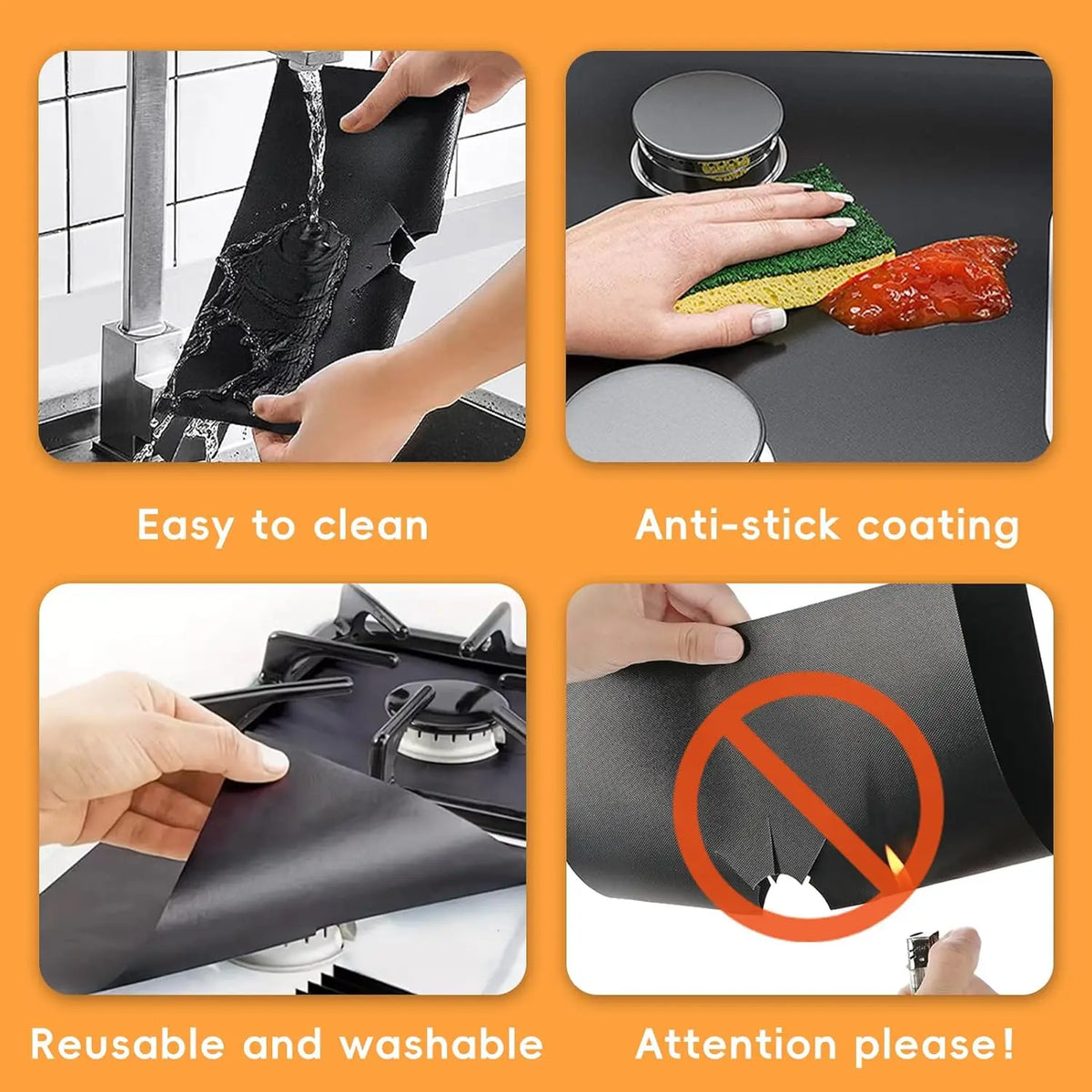 Reusable Gas Stove Protectors – 12-Piece Nonstick Burner Covers