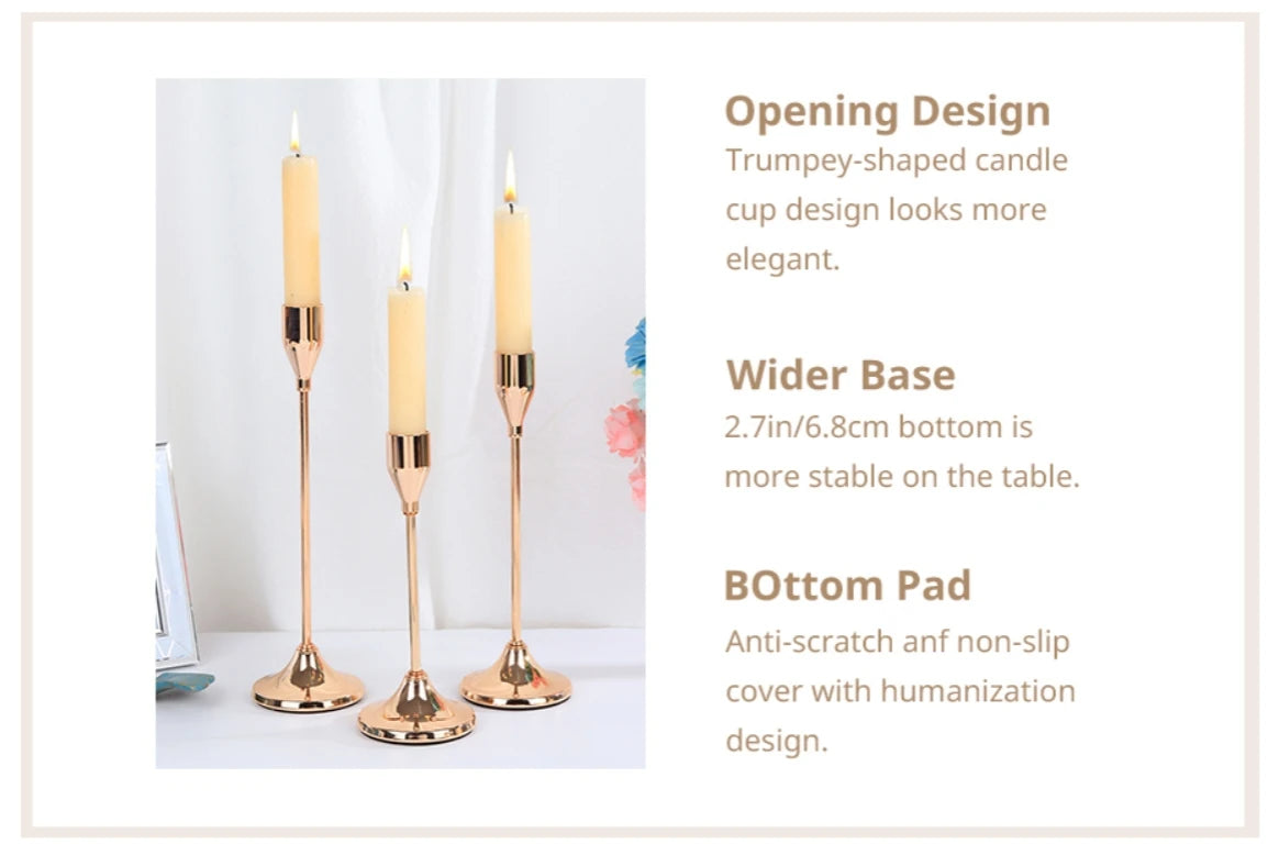 Rose gold candlestick holder details