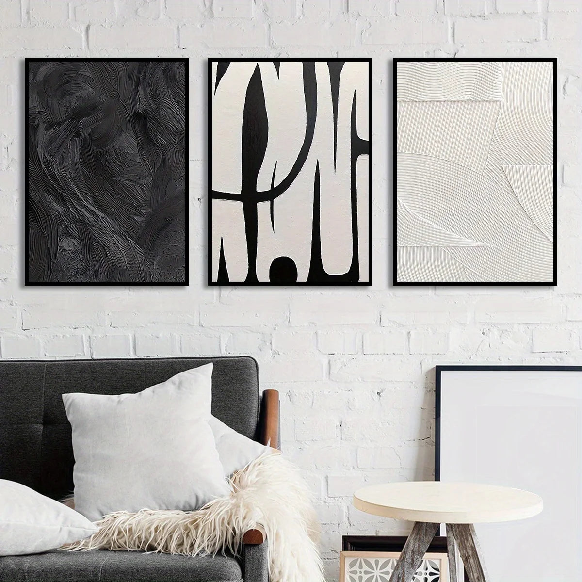 Modern Black & White Canvas Wall Art – 3-Piece Set
