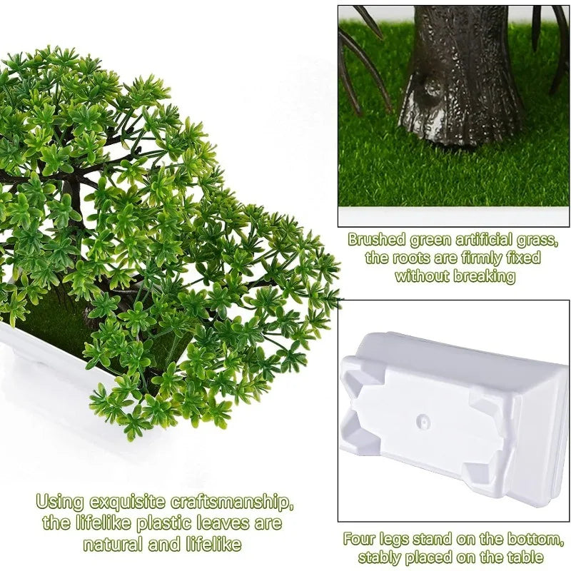 Artificial Bonsai Tree in Pot – Faux Mini Tabletop Plant Decor (9.8 in)