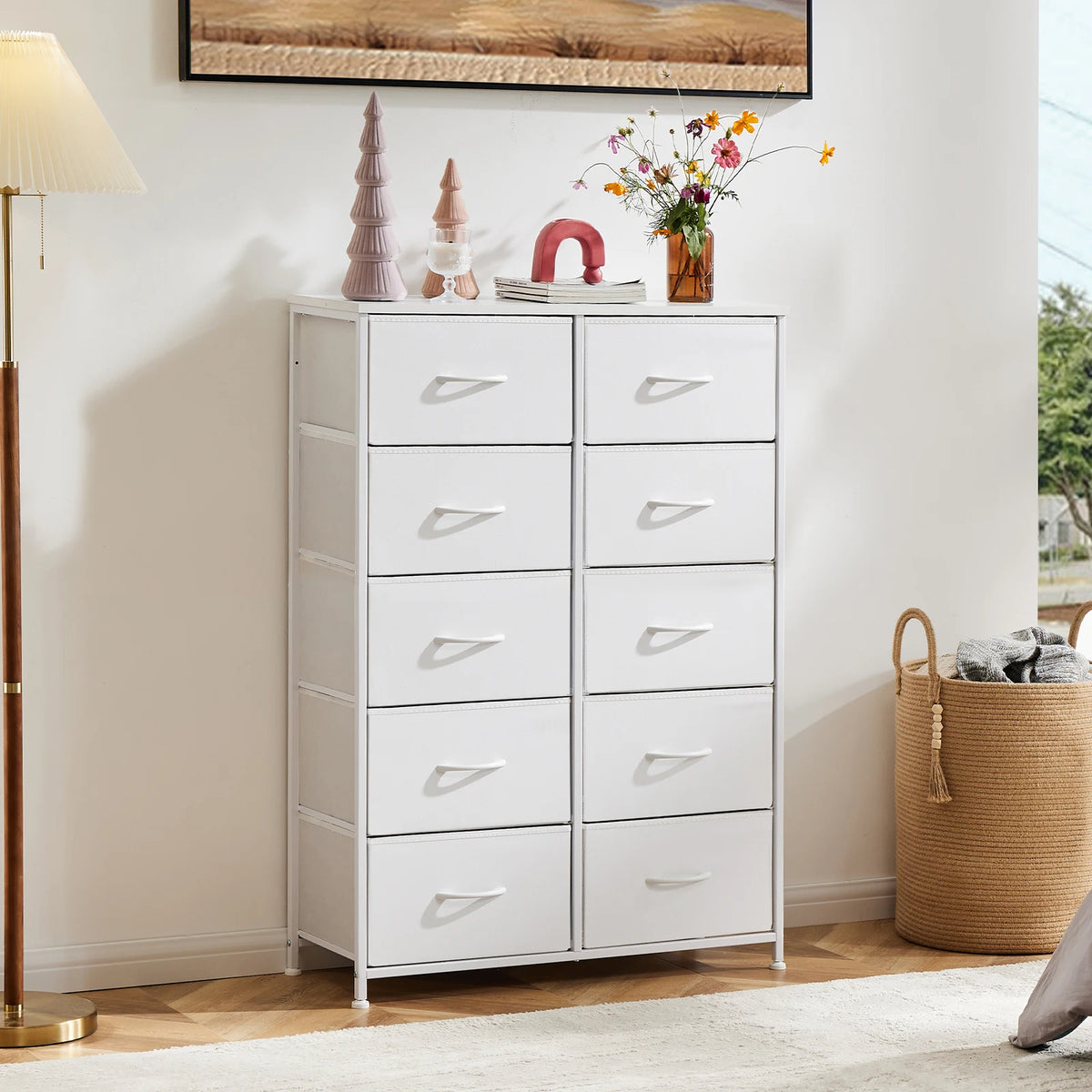 10-Drawer Fabric Storage Dresser with Steel Frame