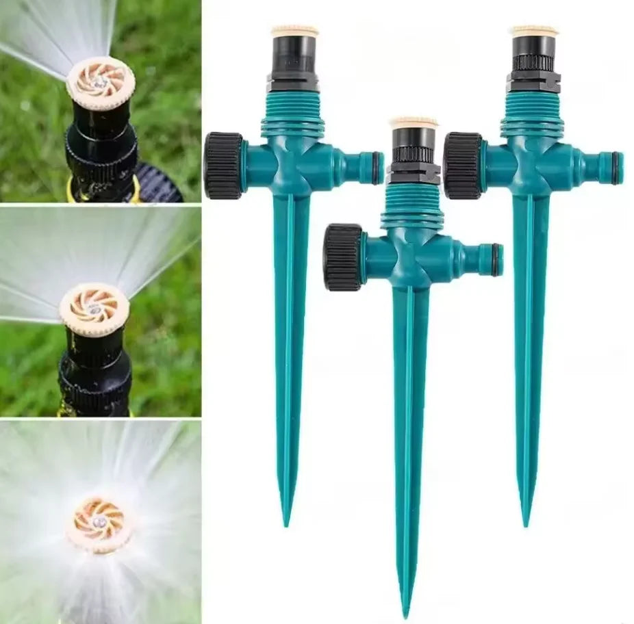 360° Rotating Spike Lawn Sprinkler, 3-Pack - Teal