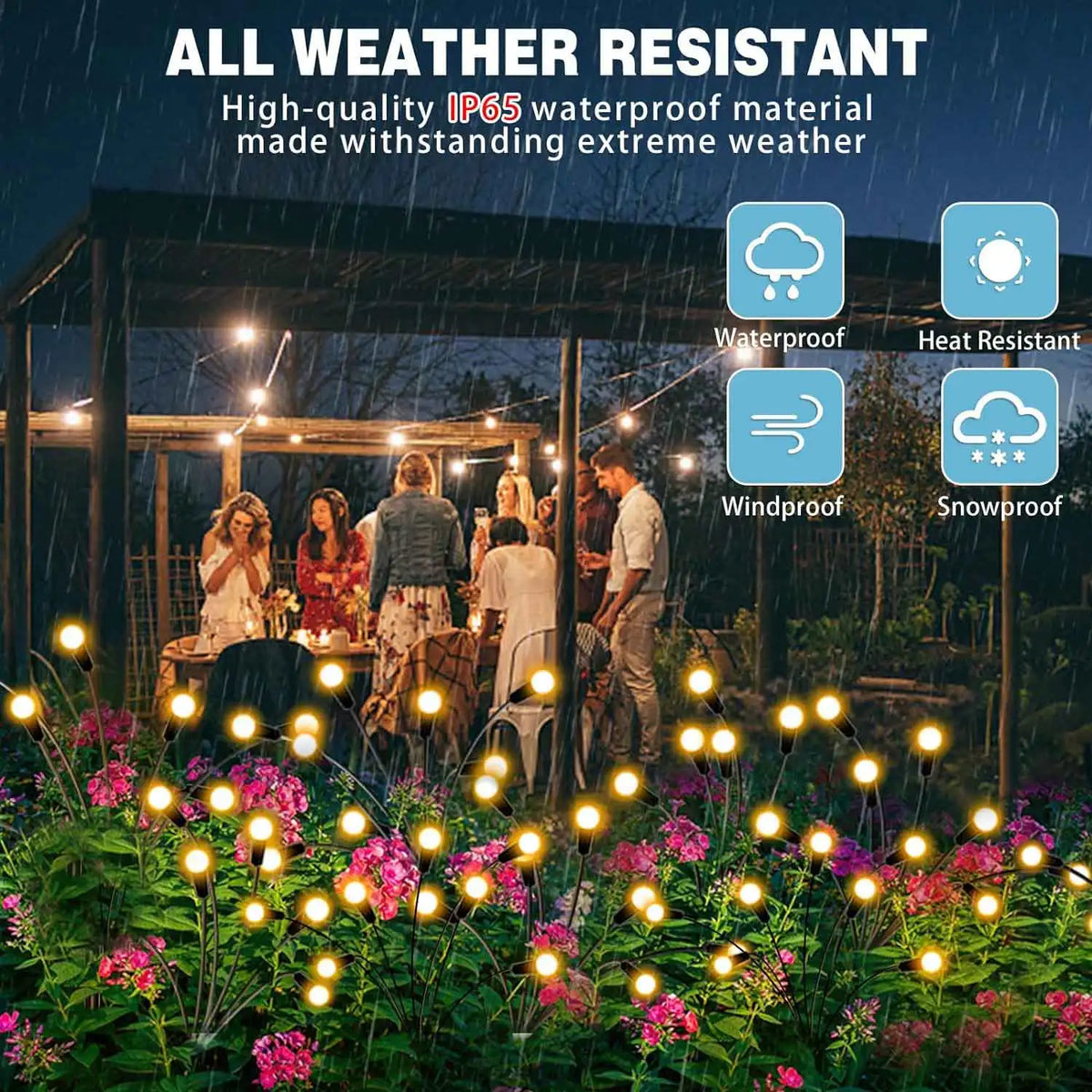 Solar firefly lights all-weather resistant