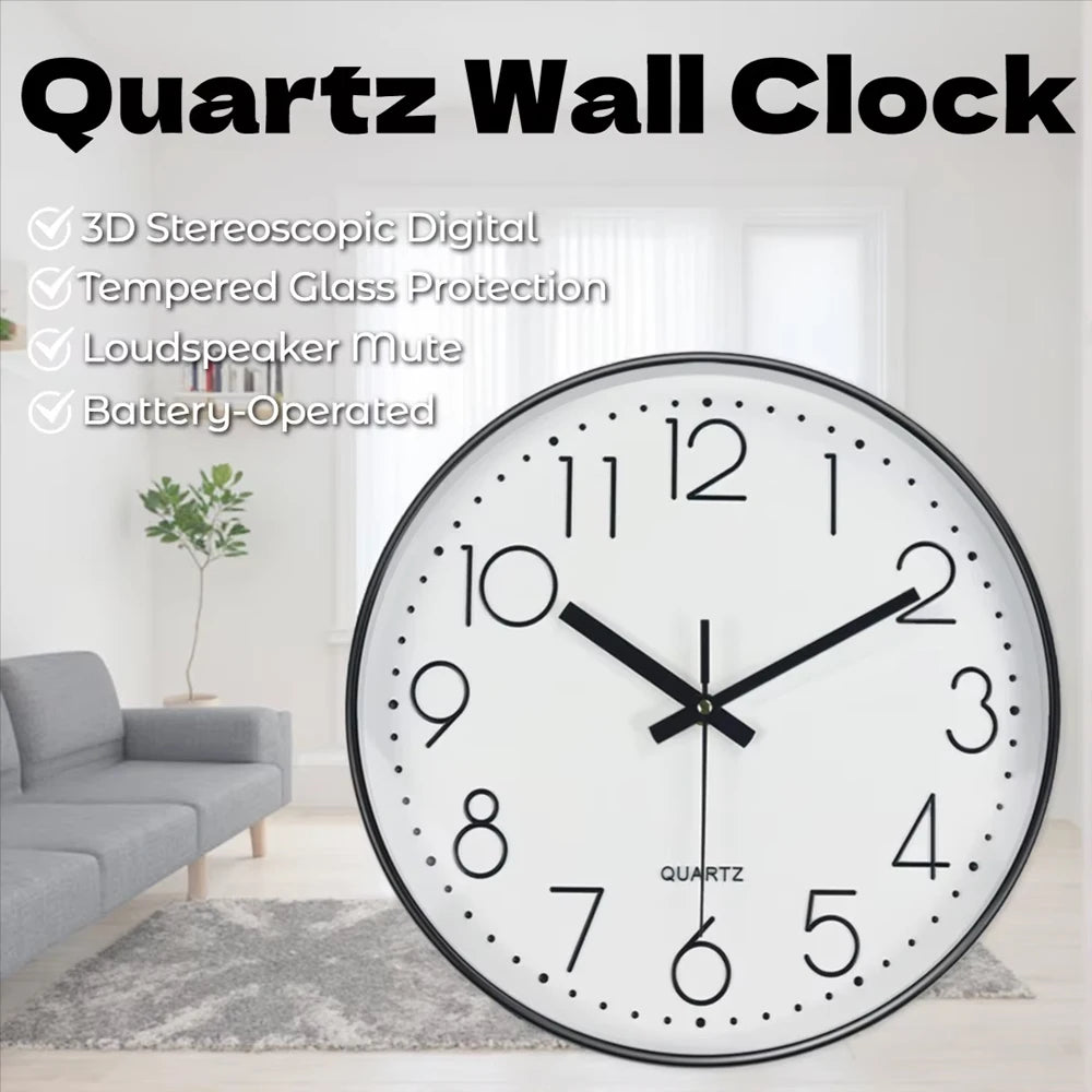 Modern Minimalist Silent Wall Clock with 3D Numbers