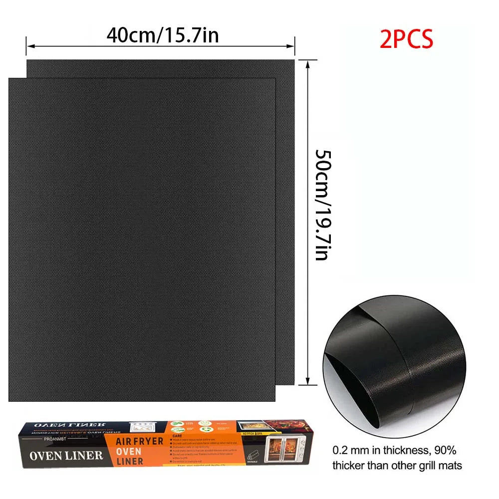 Non-Stick BBQ Grill Mats (2-Pack) – Reusable, Heat-Resistant PTFE