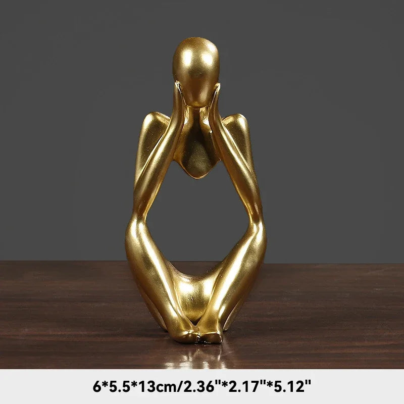 Abstract Thinker Sculpture – Modern Resin Figurine for Shelf & Desk Decor