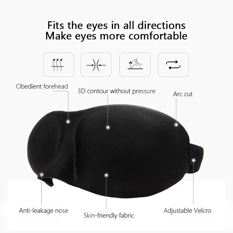 3D Contoured Sleep Mask - Zero Eye Pressure, Light Blocking