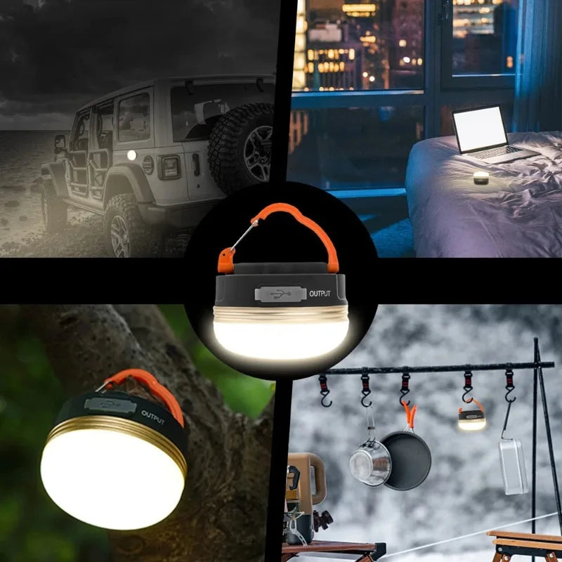 Rechargeable LED Camping Lantern (2-Pack) – Magnetic, Hanging Hook, Power Bank