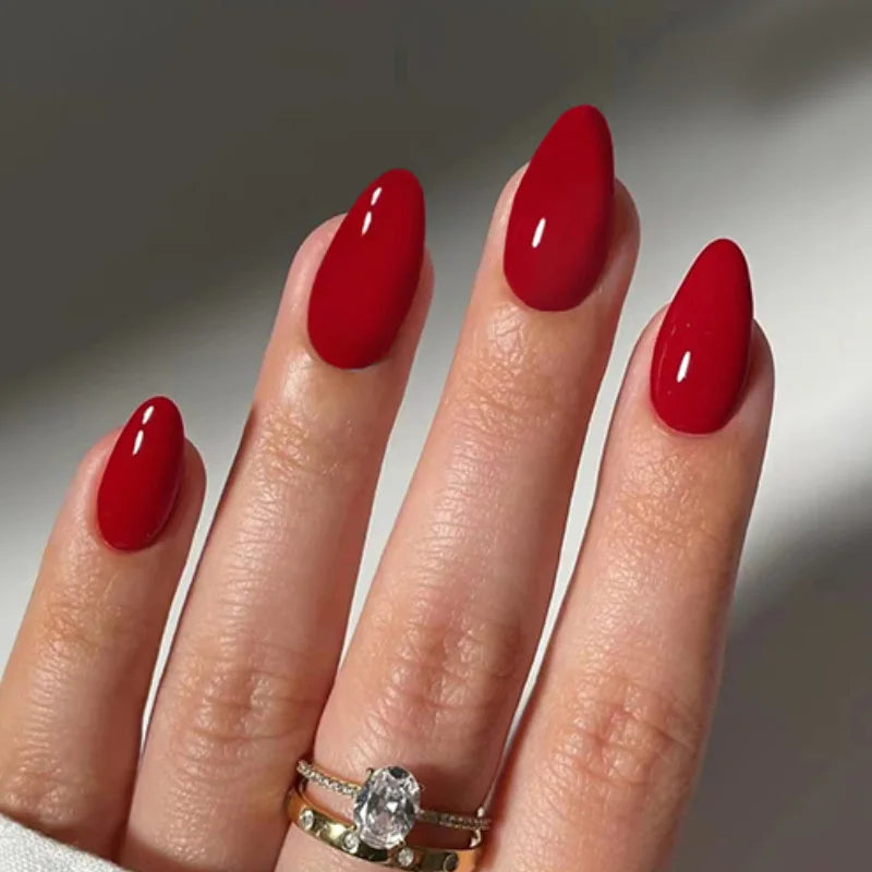 Glossy Cat-Eye Almond Press-On Nails, 24 pcs (12 Sizes)